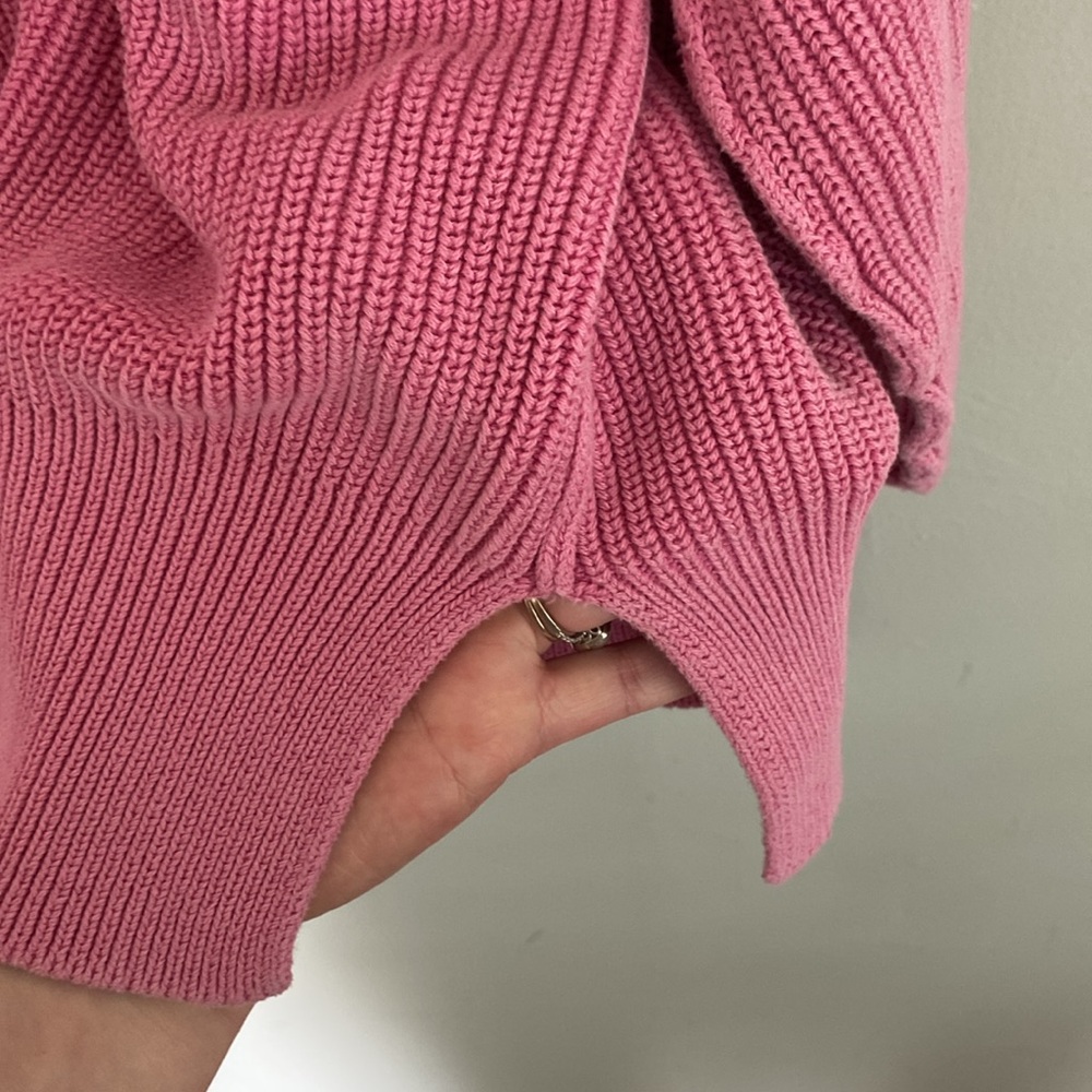 Aerie Women’s Bright Pink Crew Neck Knit Sweater Size XS Oversized - Picture 4 of 7